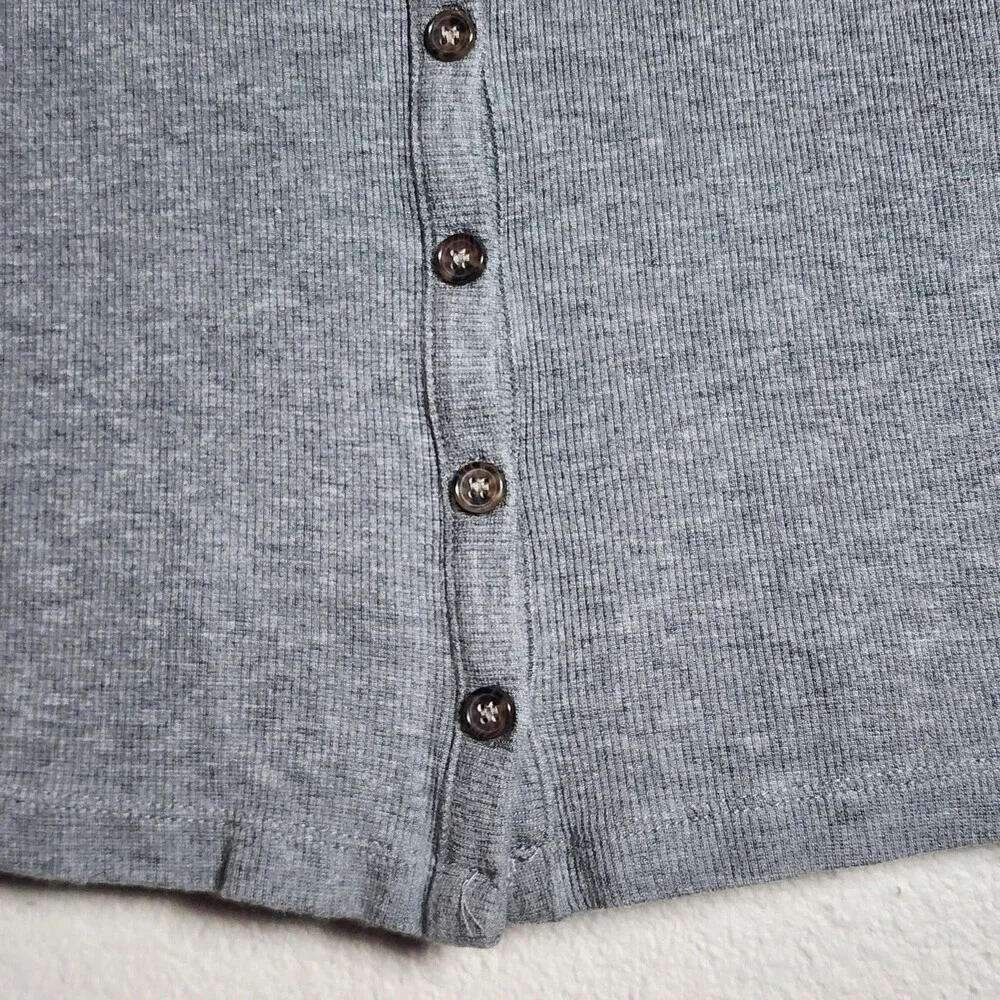 Marine Layer top Womens Small Gray V Neck Lexi Button Modal Spandex Knit